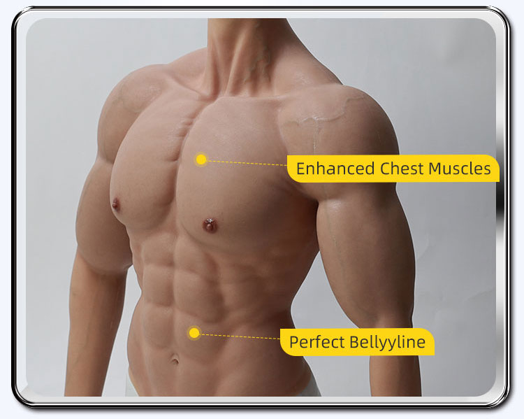 Bruce Men Silicone Fake Chest Muscle Body Suit Abdo for Cosplay Costume