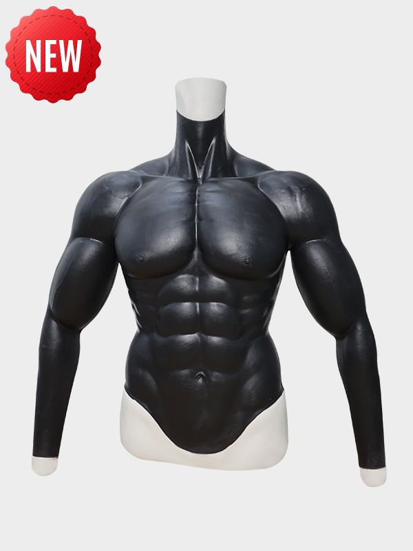 Black Upper Body Muscle Suit With Arms - Silicone Masks, Silicone  Muscle-Smitizen
