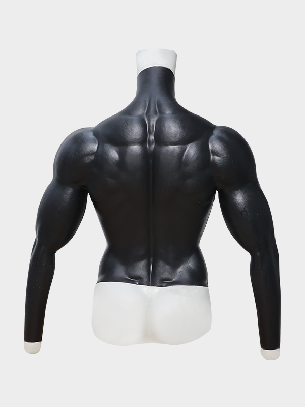Black Upper Body Muscle Suit With Arms