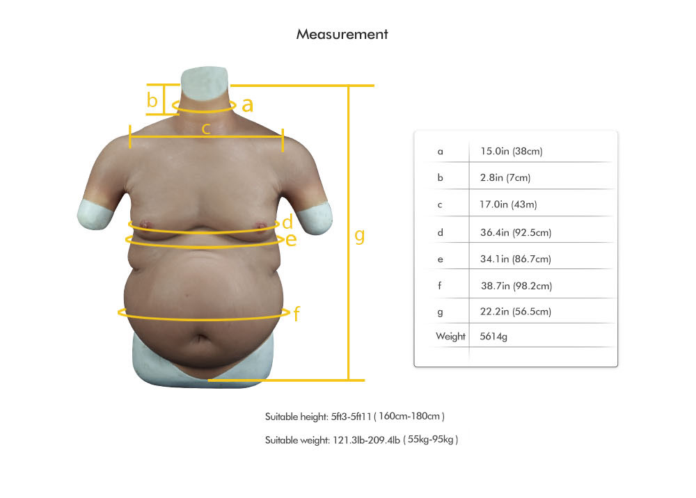 Upper Body Suit With A Big Beer Belly - Silicone Masks, Silicone Muscle -Smitizen