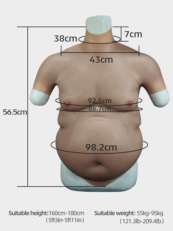 QWEQTYU Men Realistic Silicone Beer Belly Body Suit, Artificial