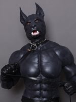 Smitizen Puppy Play Gay Realistic Dog Mask+Black Silicone Muscle Body Suit