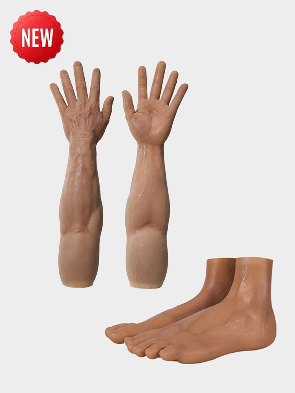 Male Silicone Feet + Realistic Silicone Male Gloves - Silicone