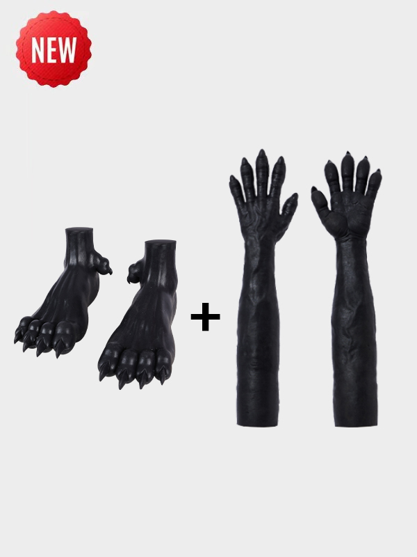 Silicone Beast Paws + Black Silicone Monster Gloves - Silicone Masks,  Silicone Muscle-Smitizen