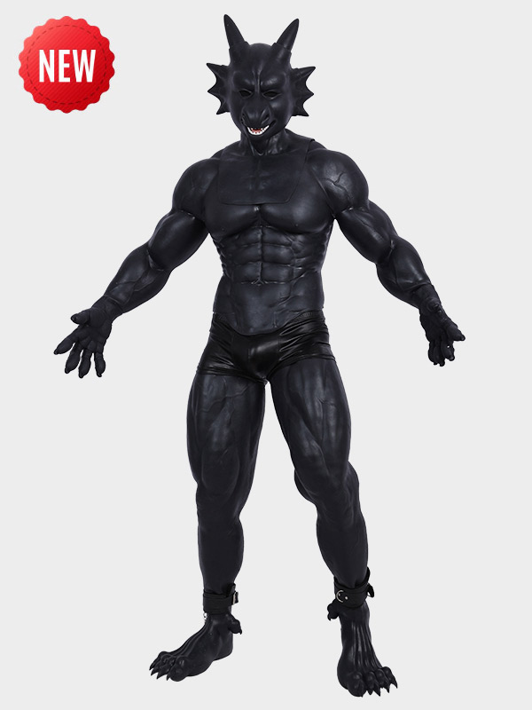 Silicone Black Strong Bear Muscle Petsuit Set