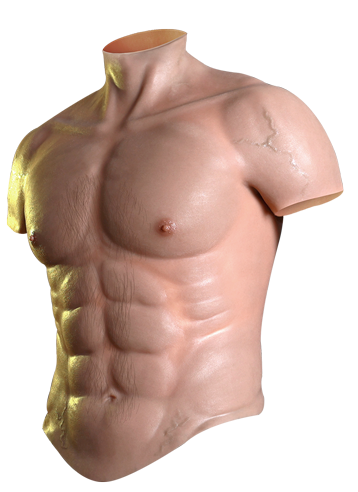 Realistic Muscle Body Suit with Zipper - Regular Size - Silicone