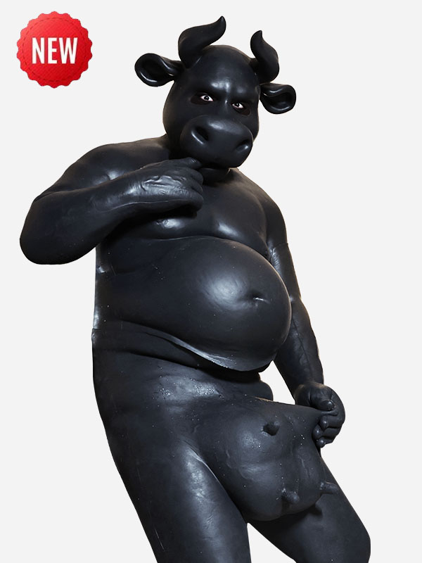 Silicone Black Cow Belly Petsuit Set with Udders Pants
