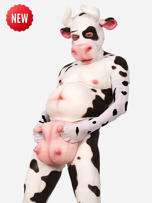 Silicone Black Cow/Bull Muscle Petsuit Set